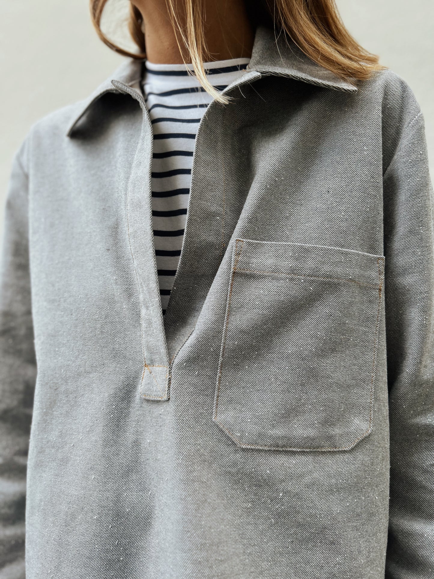 Ava Blouse - Grey Denim