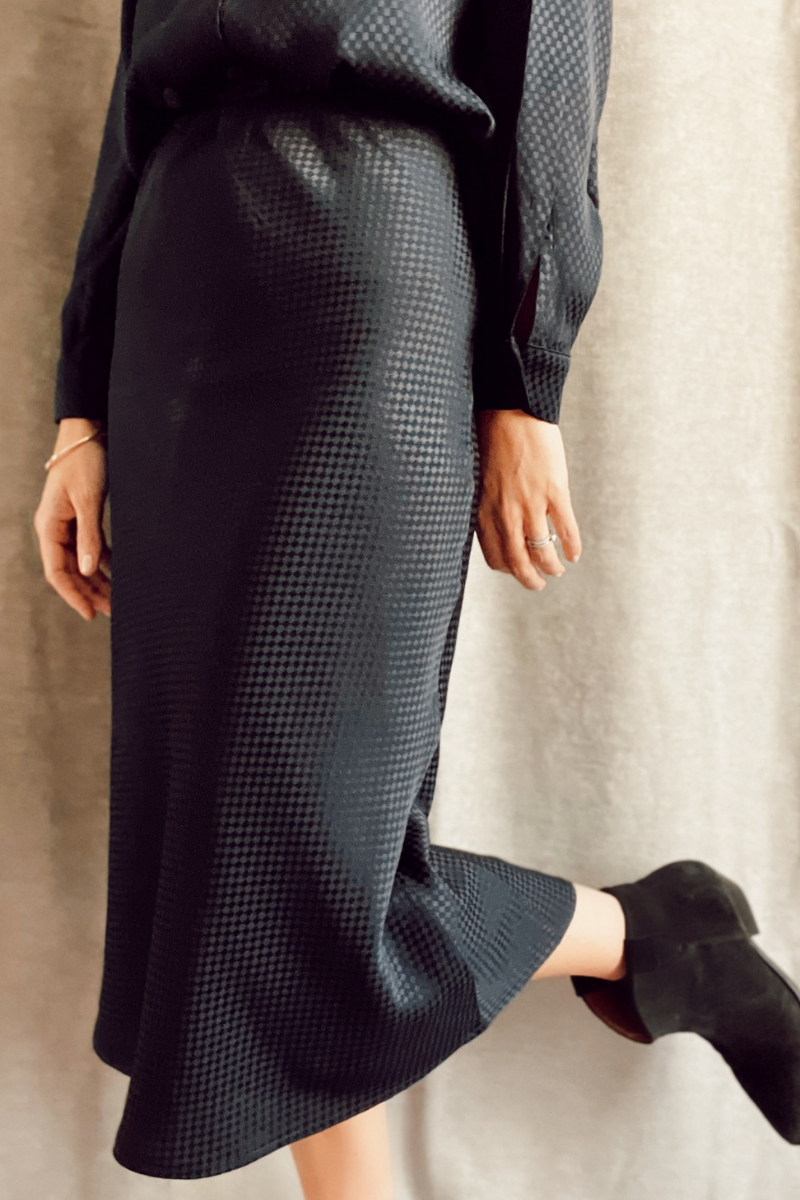 Royal midnight blue checkered skirt