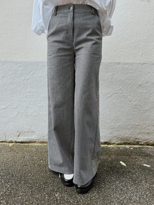 Pantalon Adèle - Rayures Noires & Blanches