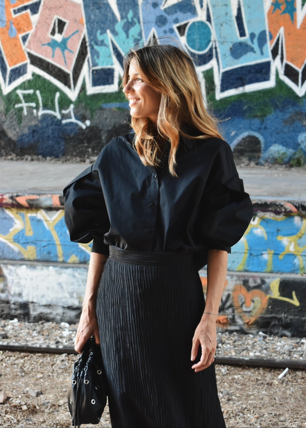 Chemise femme noire Boy – coupe loose oversize