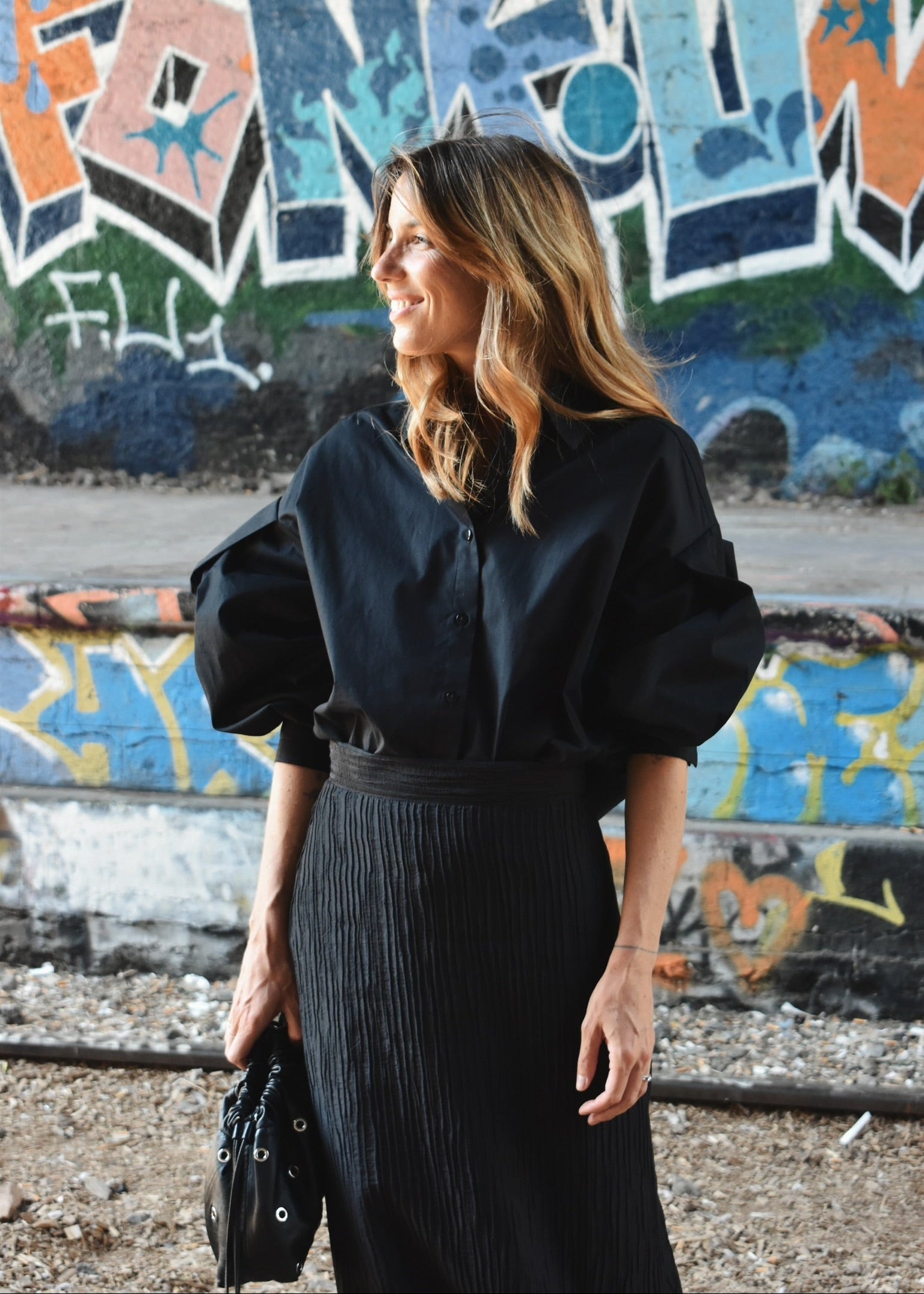 Chemise femme noire Boy – coupe loose oversize
