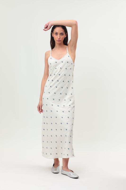 Robe Marilyn - Blanche Brodé