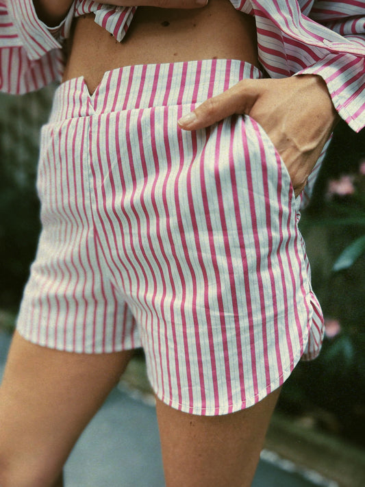 Octave shorts - pink & blue stripes