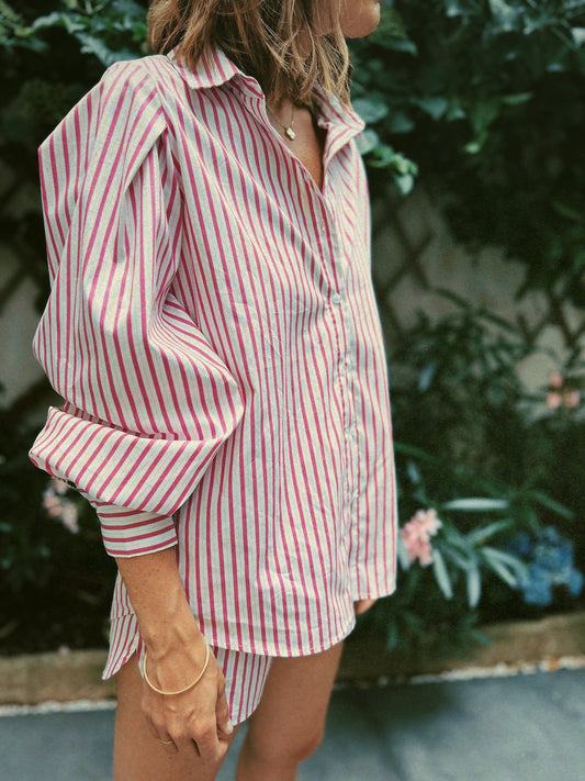 La chemise Paola - rayures rose & bleu