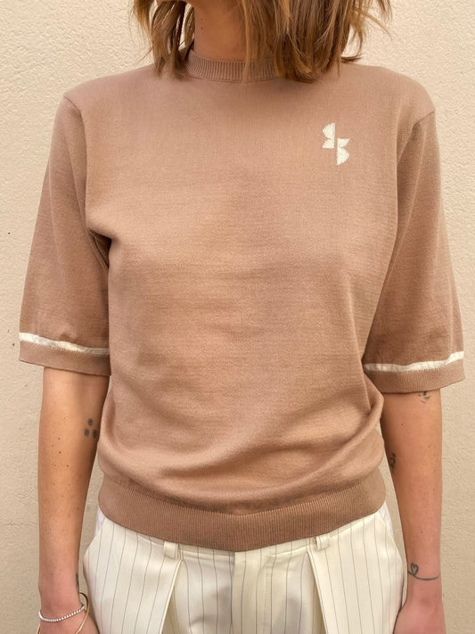 Pull Achille- Marron & Ecru