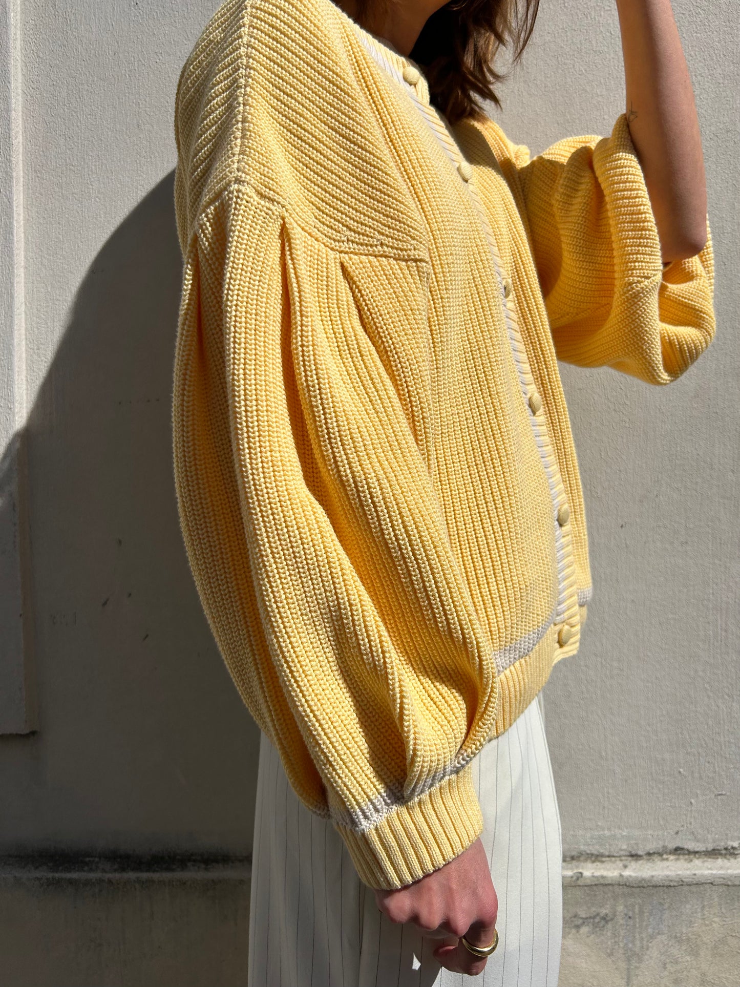 Chaleco Bondy - Amarillo con rayas color crudo