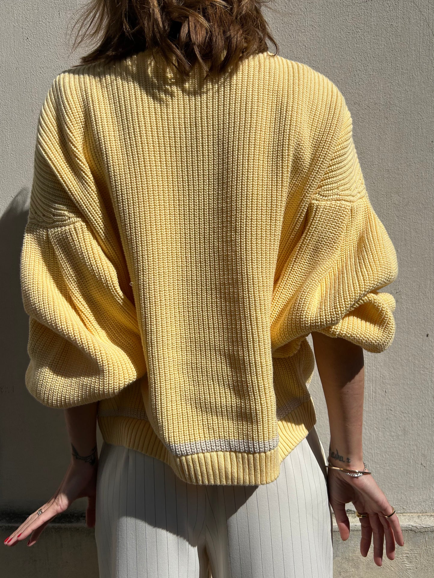 Chaleco Bondy - Amarillo con rayas color crudo