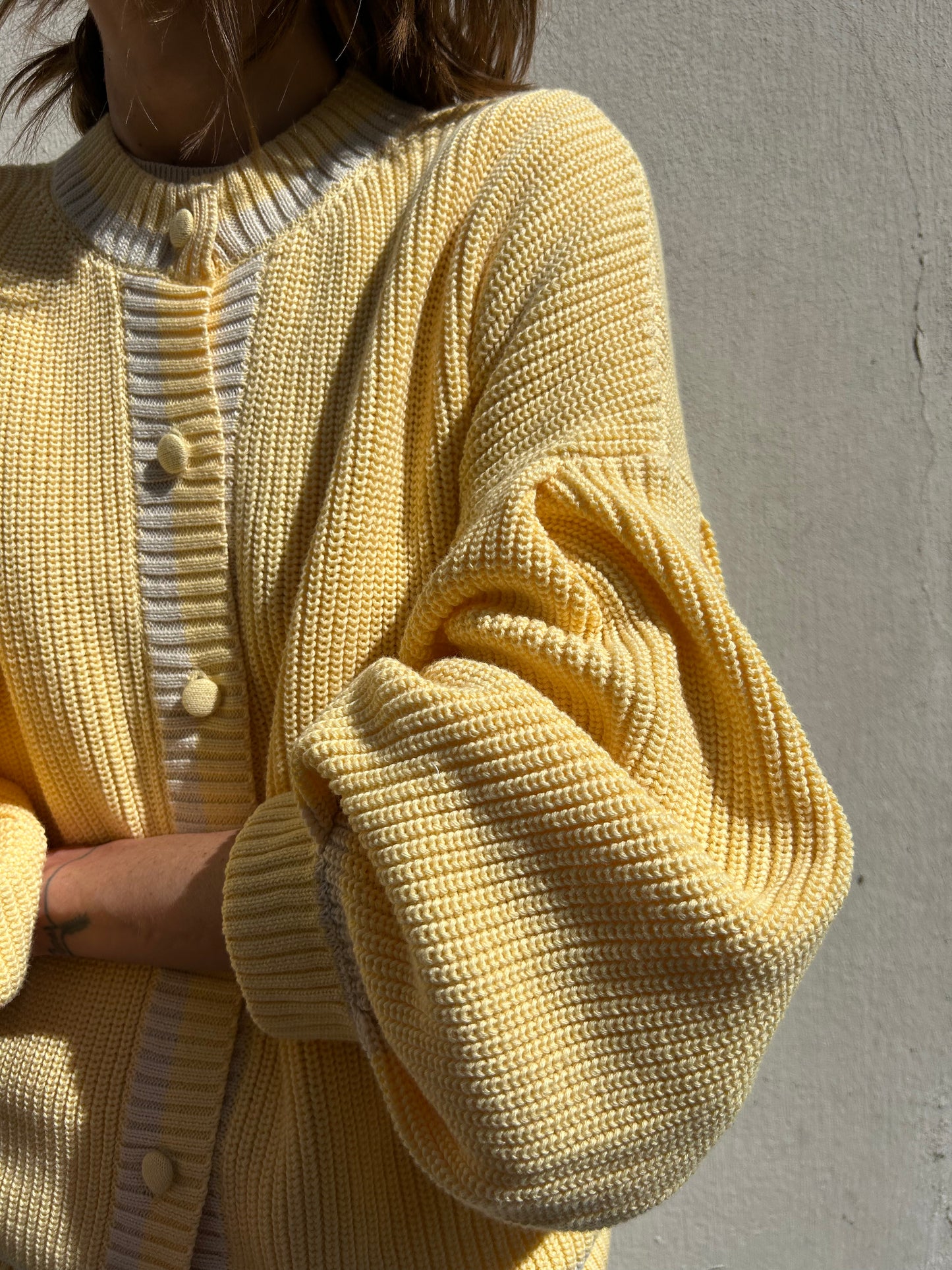 Chaleco Bondy - Amarillo con rayas color crudo