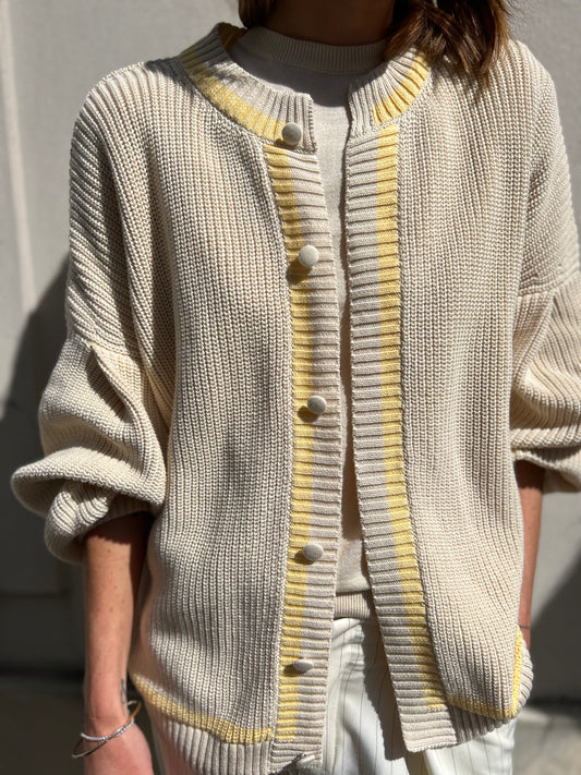 Gilet Bondy - Ecru à Rayures Jaune