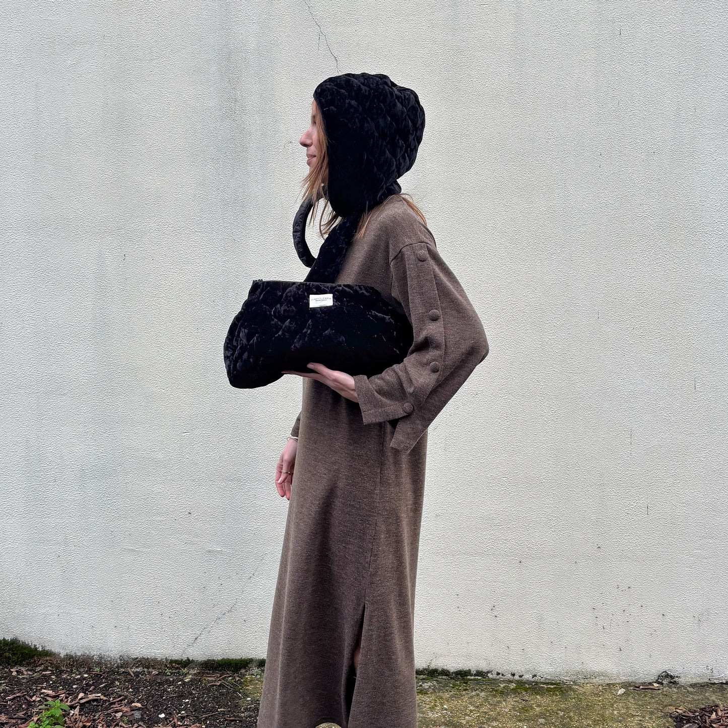 Velvet Balaclava - Black Quilted Velvet