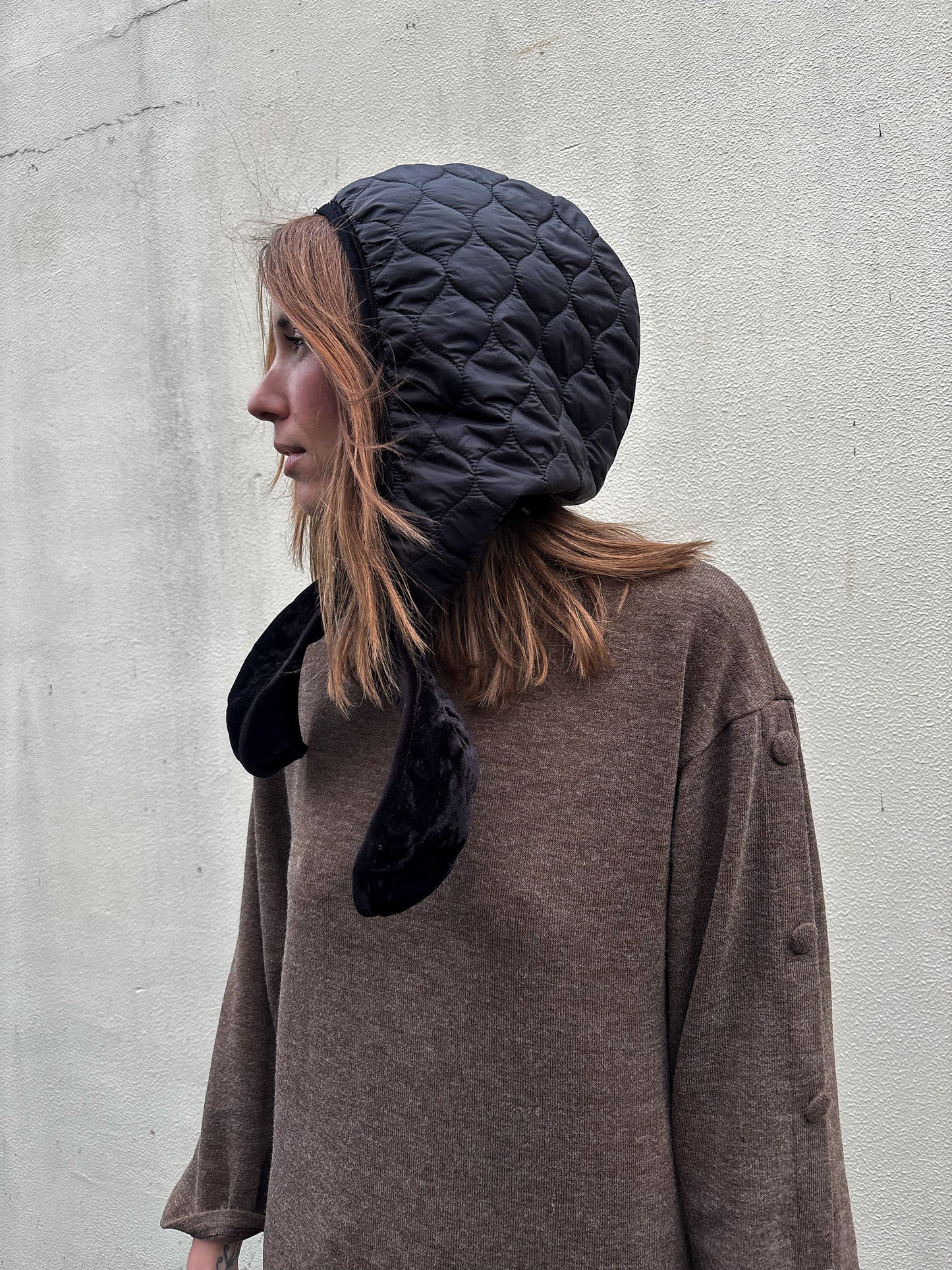 Velvet Balaclava - Black Quilted Velvet