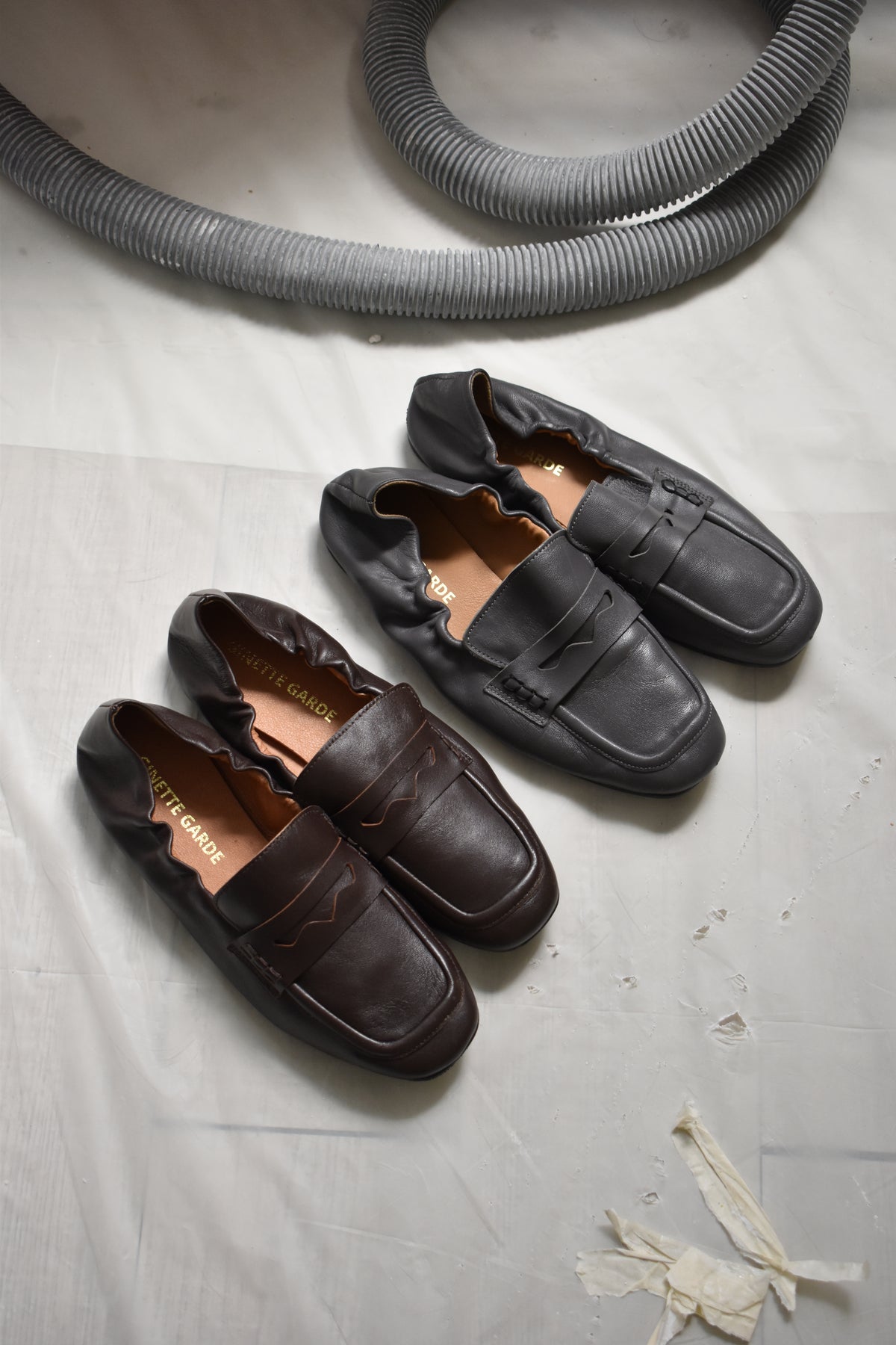 Mocassins femme Luce marron profond en cuir, ligne souple et bout carré