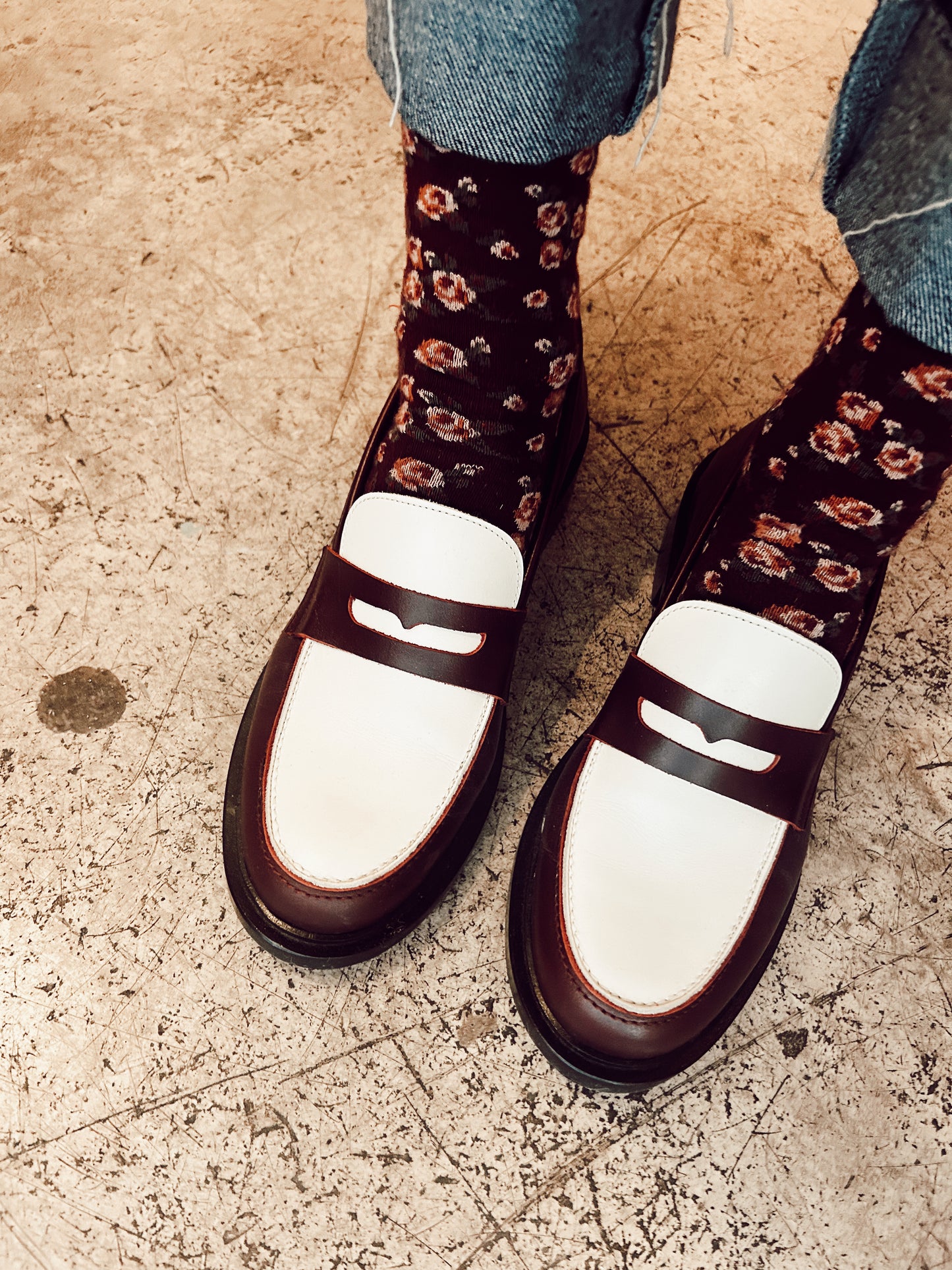Mocasines Ginette Garde - burdeos y crudo